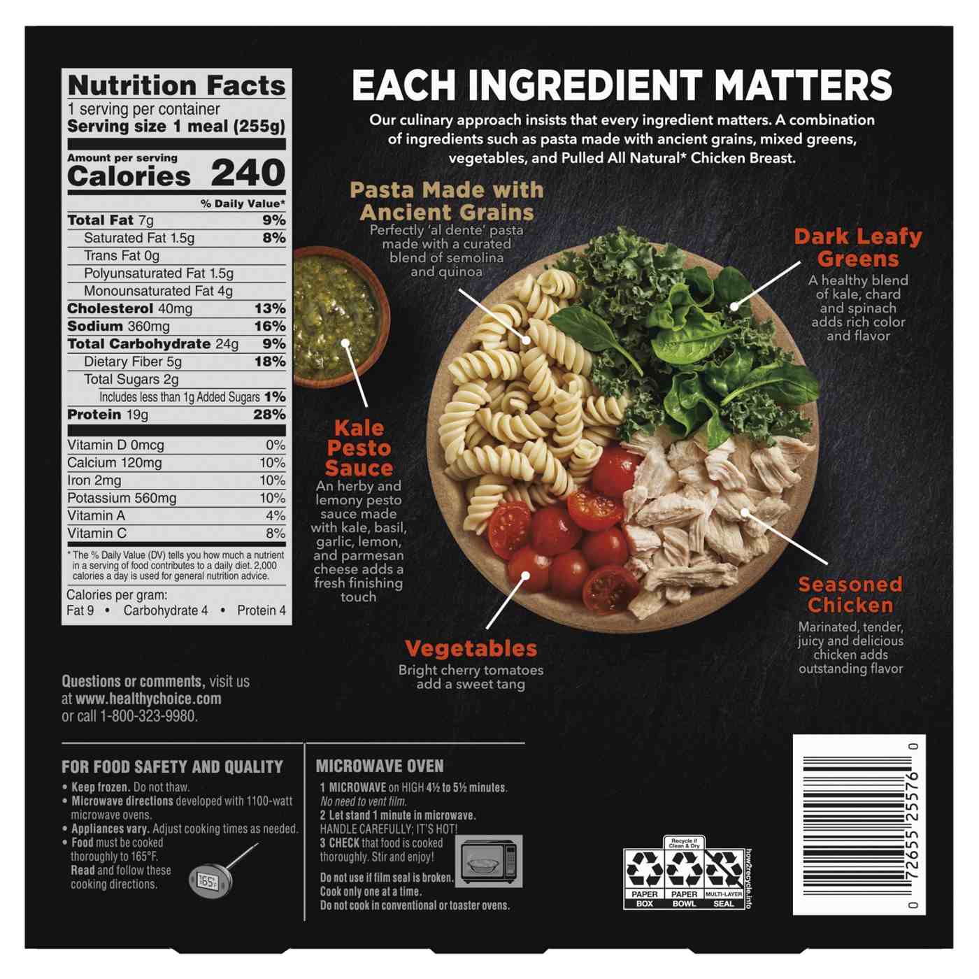 Healthy Choice Power Bowls Pesto Chicken Pasta Frozen Meal; image 4 of 4