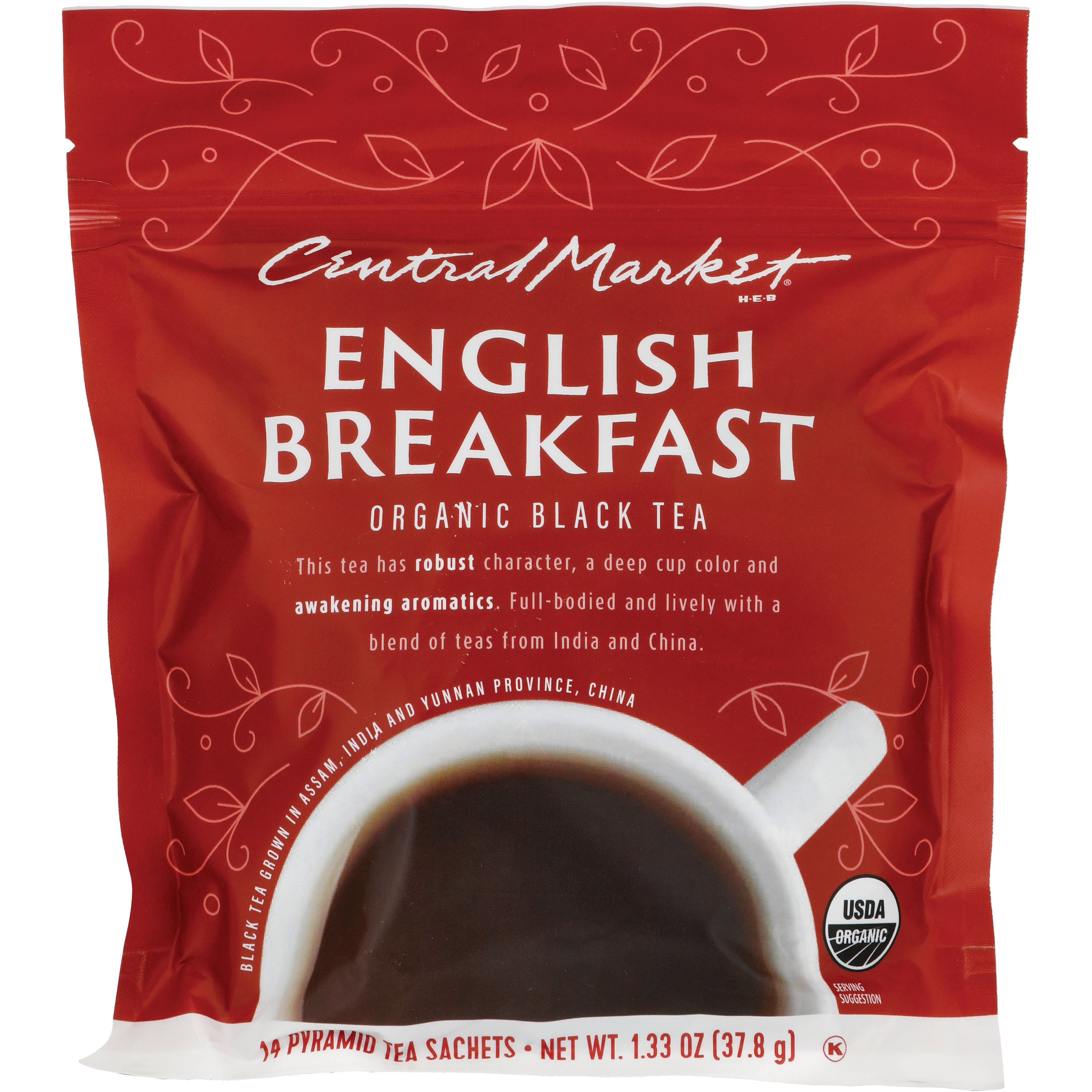 Central Market English Breakfast Black Tea Pyramid Tea Sachets, 14 ct ...