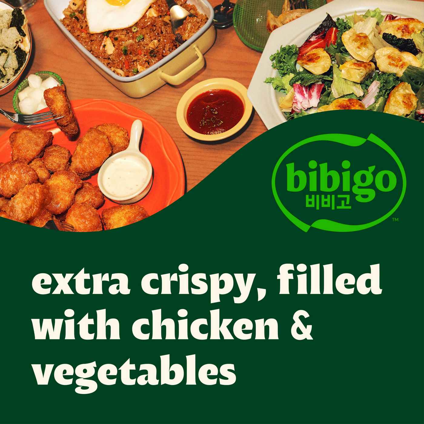 bibigo Frozen Spicy Chicken & Vegetable Crispy Dumpling Bites; image 2 of 10