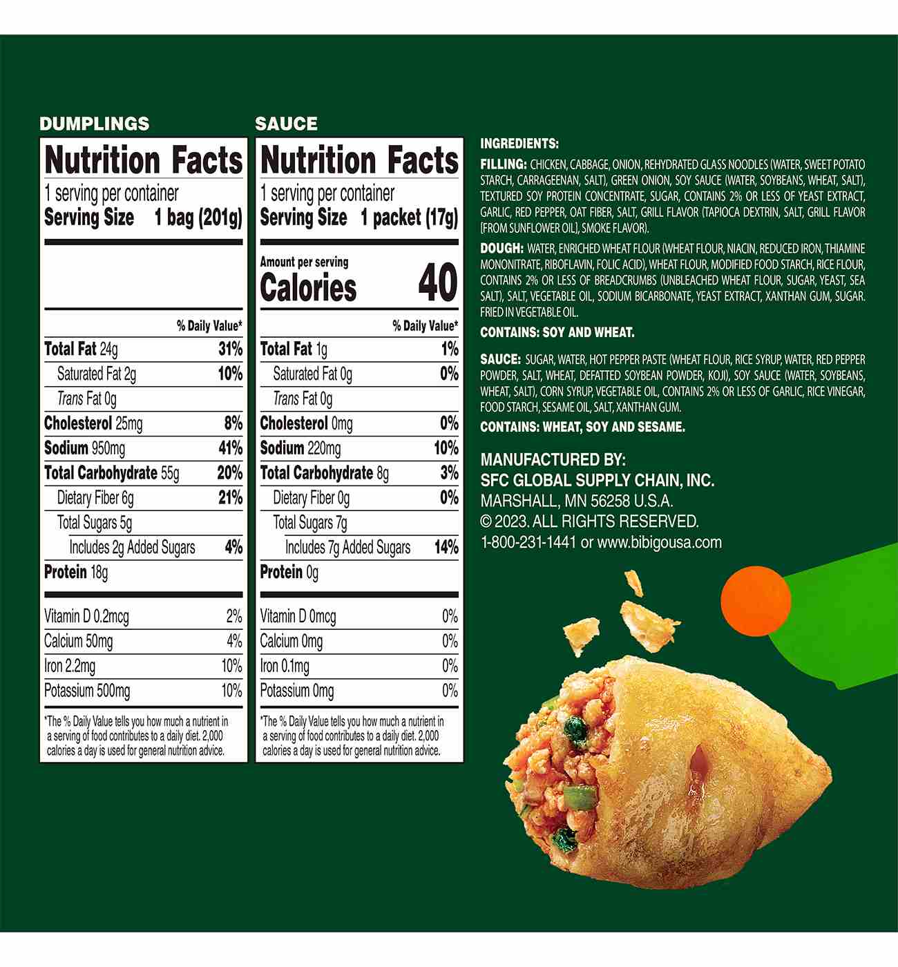 bibigo Frozen Spicy Chicken & Vegetable Crispy Dumpling Bites; image 7 of 10