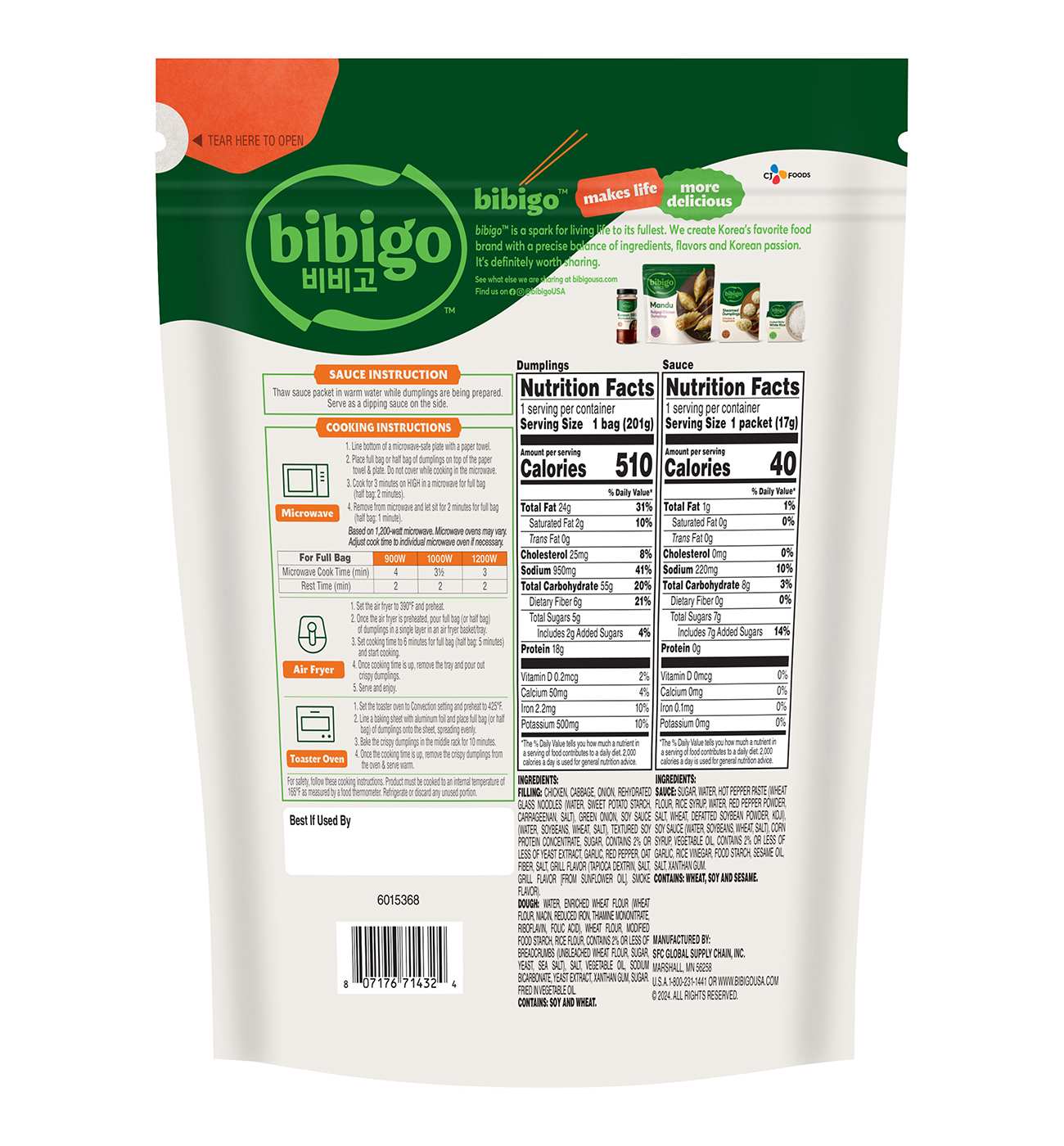 bibigo Frozen Spicy Chicken & Vegetable Crispy Dumpling Bites; image 8 of 10