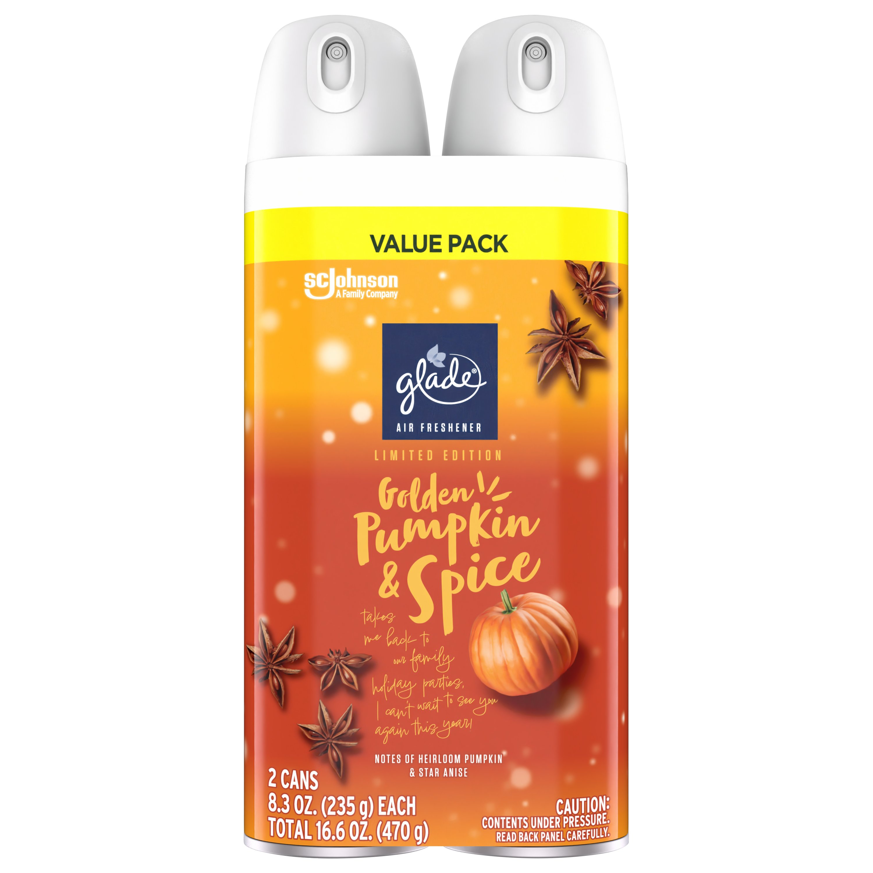 Glade Air Freshener Room Spray, Value Pack Golden Pumpkin & Spice