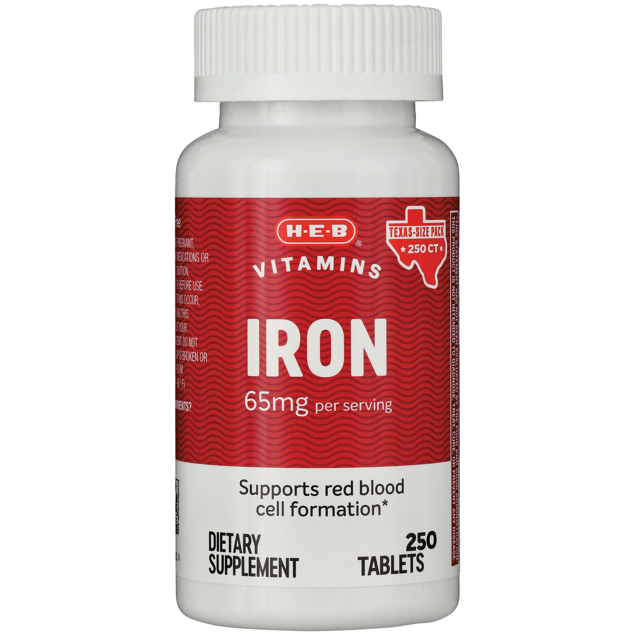 H-E-B Vitamins Iron 65 mg Tablets - Texas-Size Pack, 250 ct