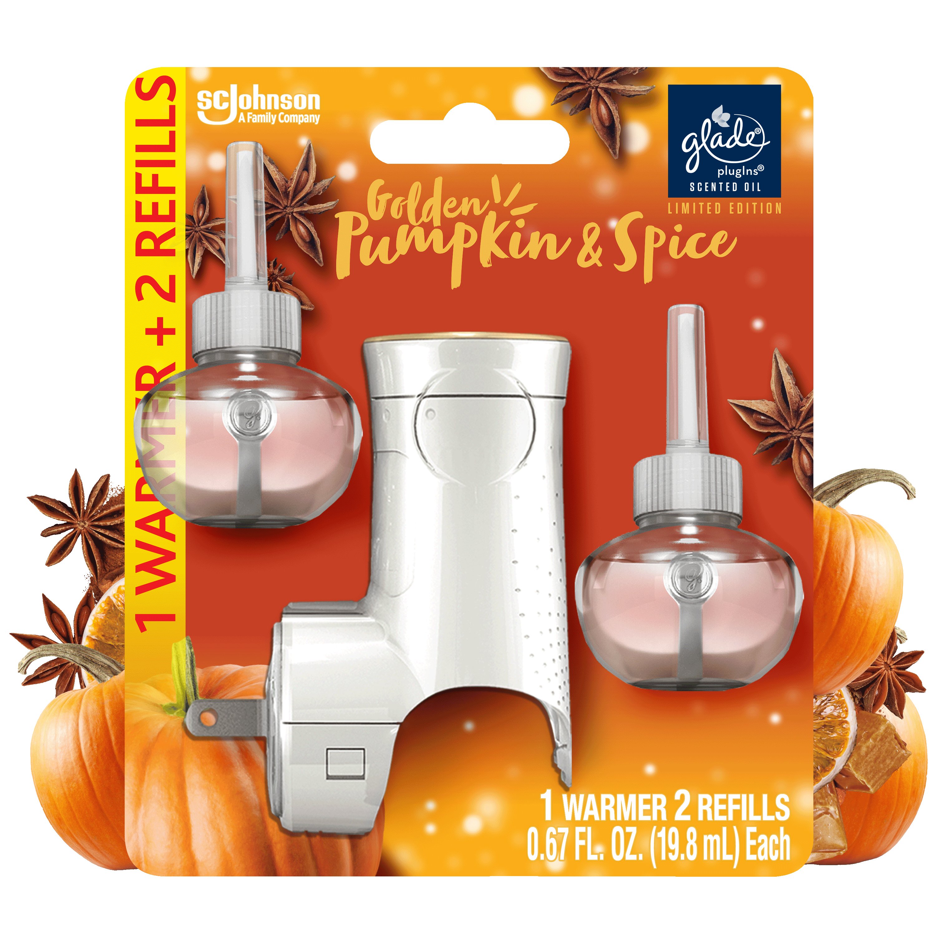 Glade PlugIns Warmer & Scented Oil Refills Golden Pumpkin & Spice