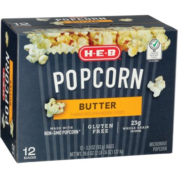 H-E-B Microwave Popcorn - Butter, 12 ct