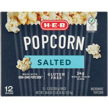 H-E-B Microwave Popcorn - Salted, 12 ct