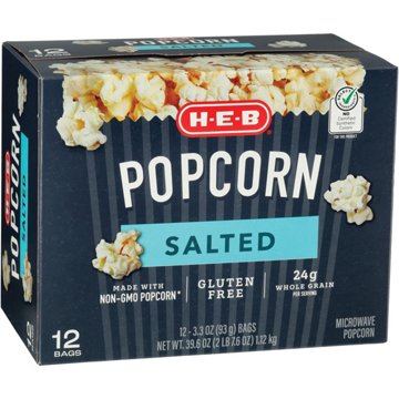 H-E-B Microwave Popcorn - Salted, 12 ct
