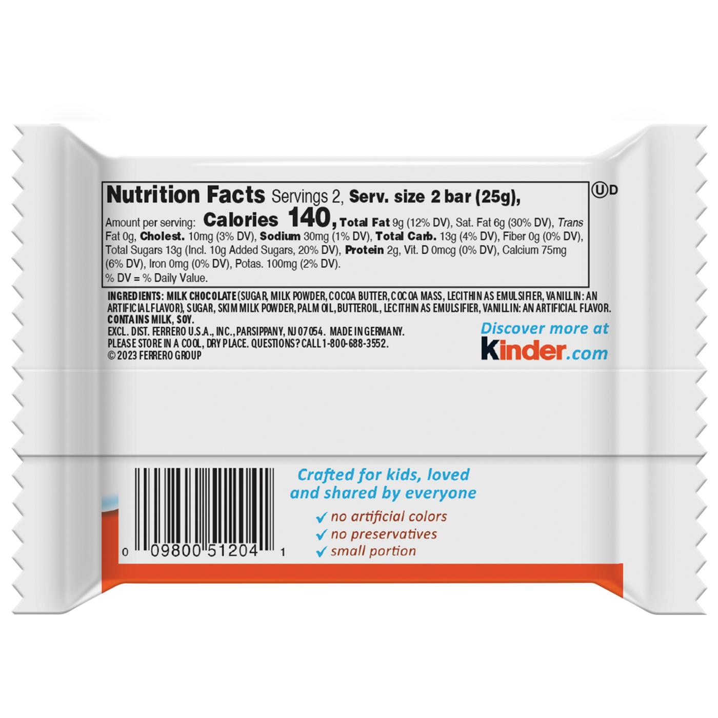 Kinder Chocolate with Creamy Milky Filling Candy Bars; image 4 of 5