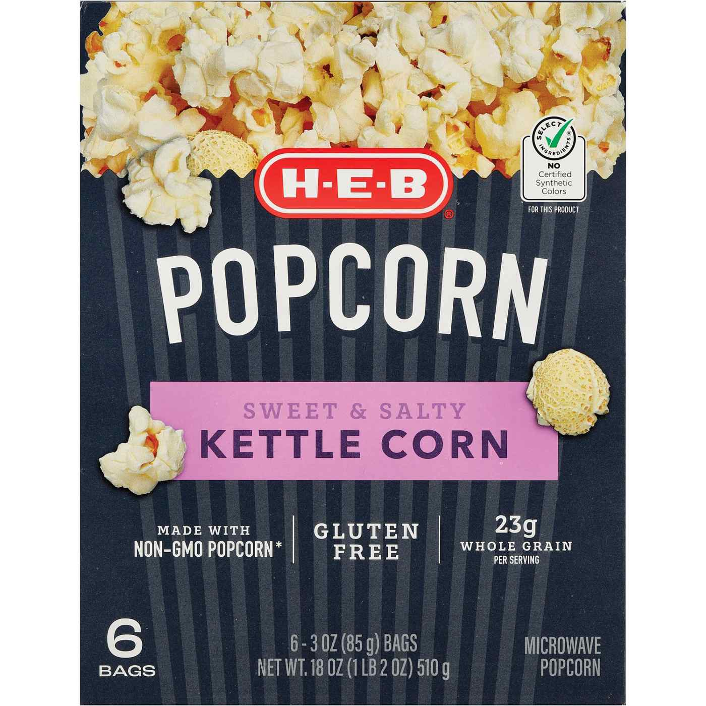 H-E-B Microwave Kettle-Style Popcorn - Sweet & Salty; image 1 of 2