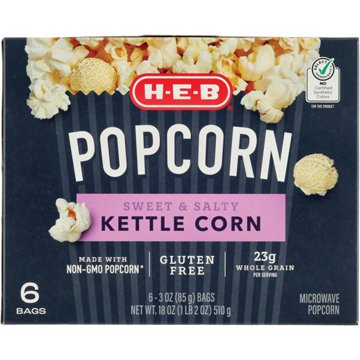 H-E-B Microwave Kettle-Style Popcorn - Sweet & Salty, 6 ct
