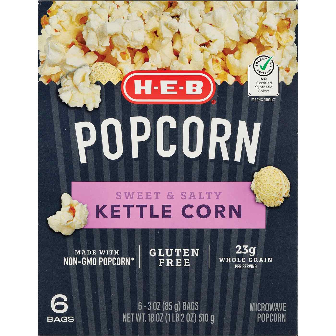H-E-B Microwave Kettle-Style Popcorn - Sweet & Salty; image 2 of 5