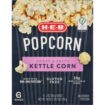 H-E-B Microwave Kettle-Style Popcorn - Sweet & Salty, 6 ct
