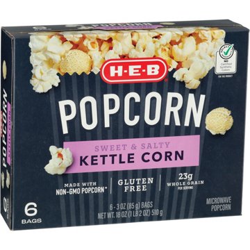 H-E-B Microwave Kettle-Style Popcorn - Sweet & Salty, 6 ct