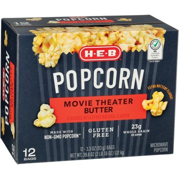 H-E-B Microwave Popcorn - Movie Theater Butter, 12 ct
