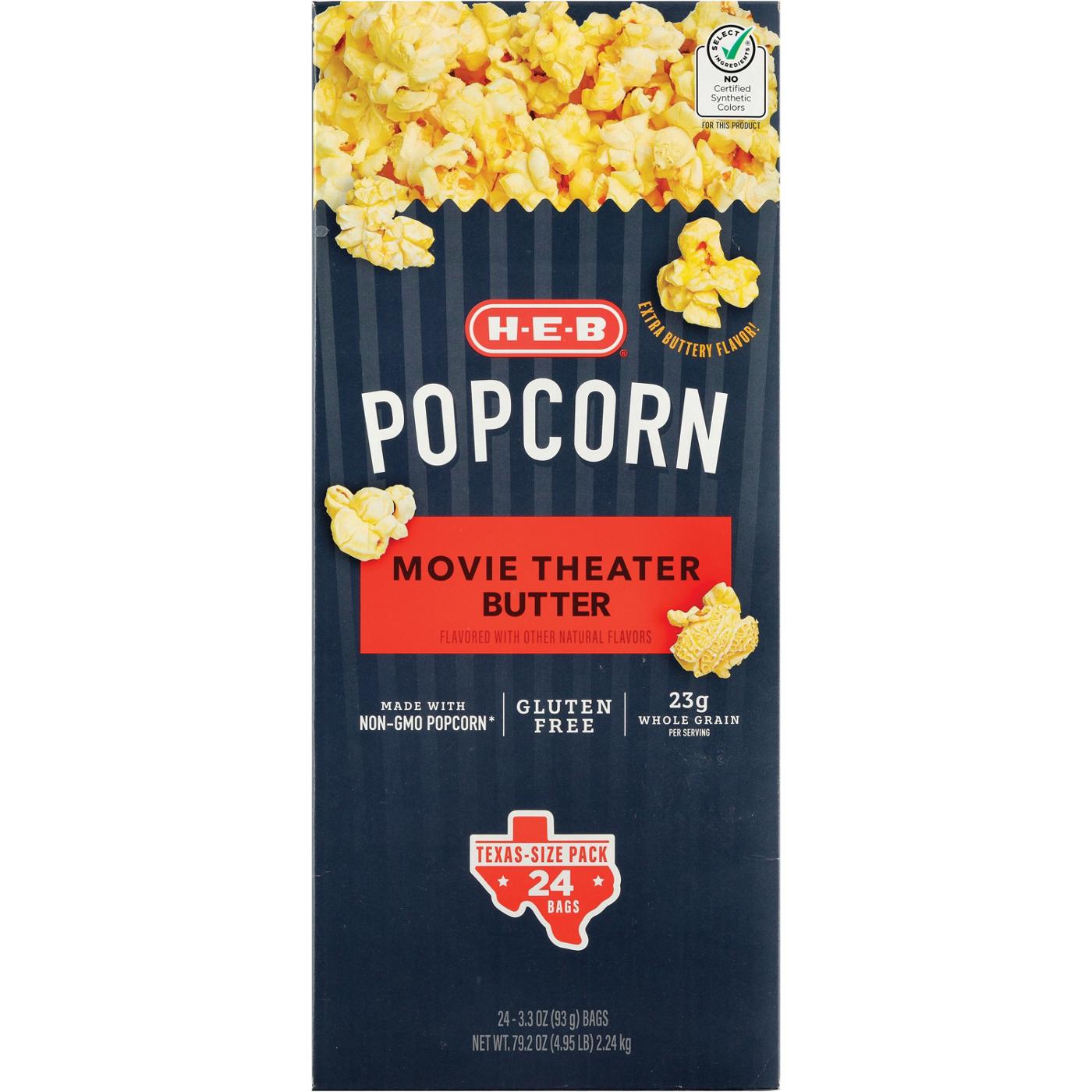 H-E-B Microwave Popcorn Texas-Size Pack – Movie Theater Butter; image 1 of 2