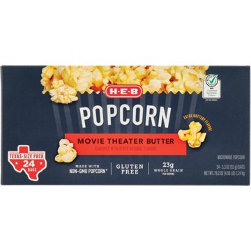 H-E-B Microwave Popcorn Texas-Size Pack – Movie Theater Butter, 24 ct