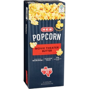 H-E-B Microwave Popcorn Texas-Size Pack – Movie Theater Butter, 24 ct