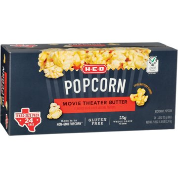 H-E-B Microwave Popcorn Texas-Size Pack – Movie Theater Butter, 24 ct