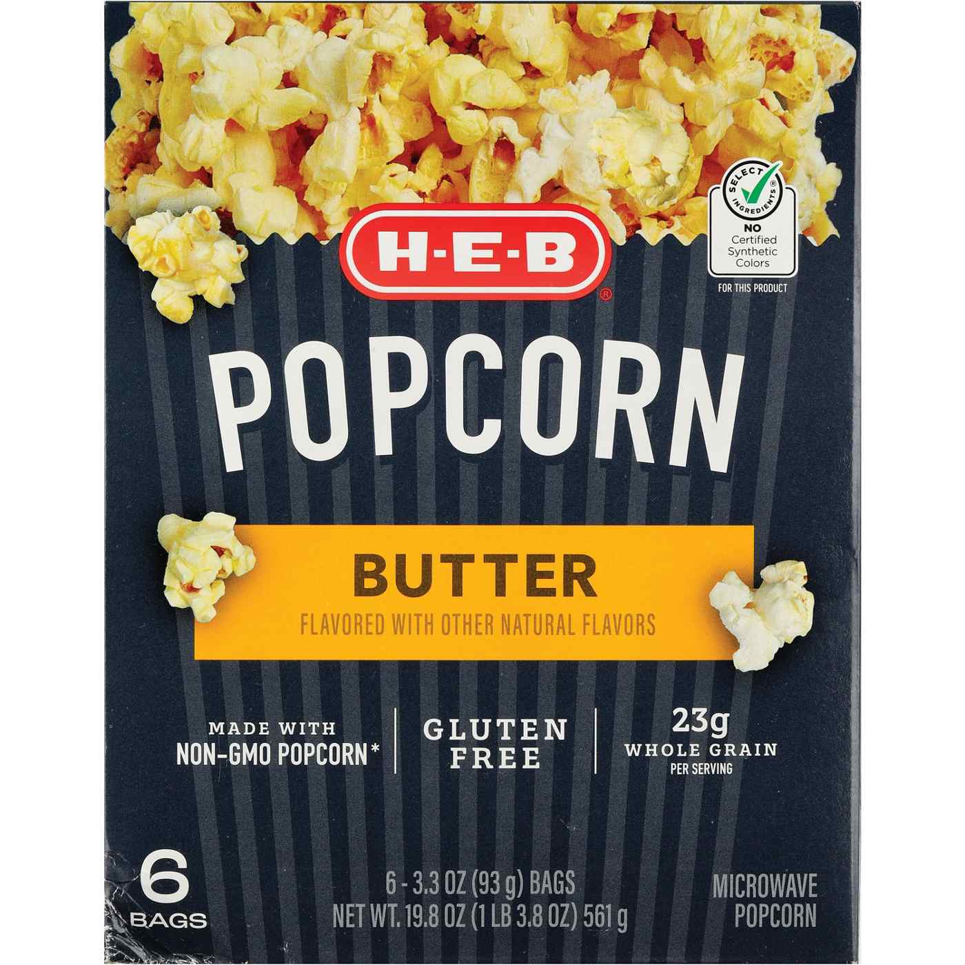 H-E-B Microwave Popcorn - Butter; image 1 of 2