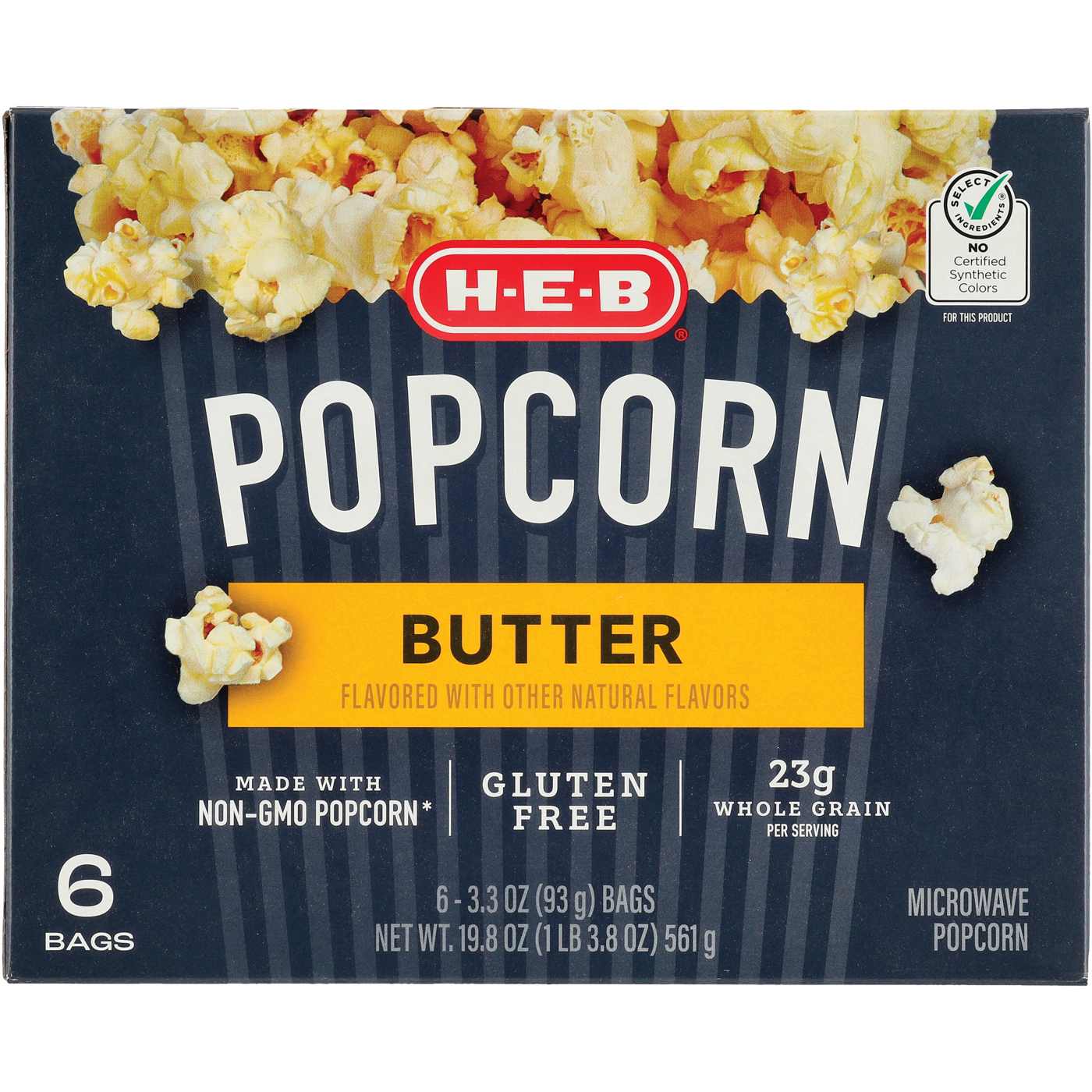 H-E-B Microwave Popcorn - Butter; image 1 of 6