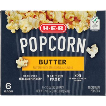 H-E-B Microwave Popcorn - Butter, 6 ct