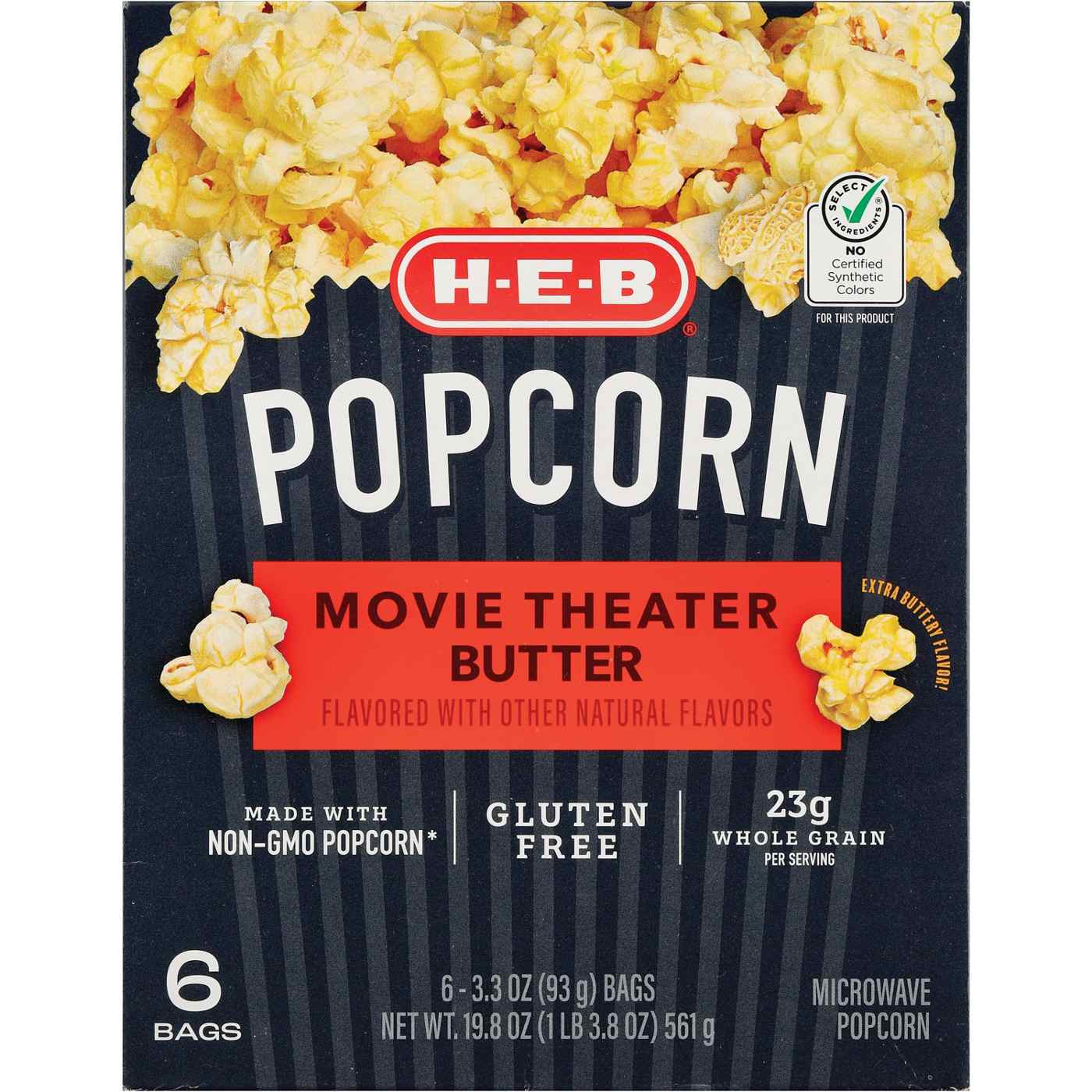 H-E-B Microwave Popcorn - Movie Theater Butter; image 2 of 6