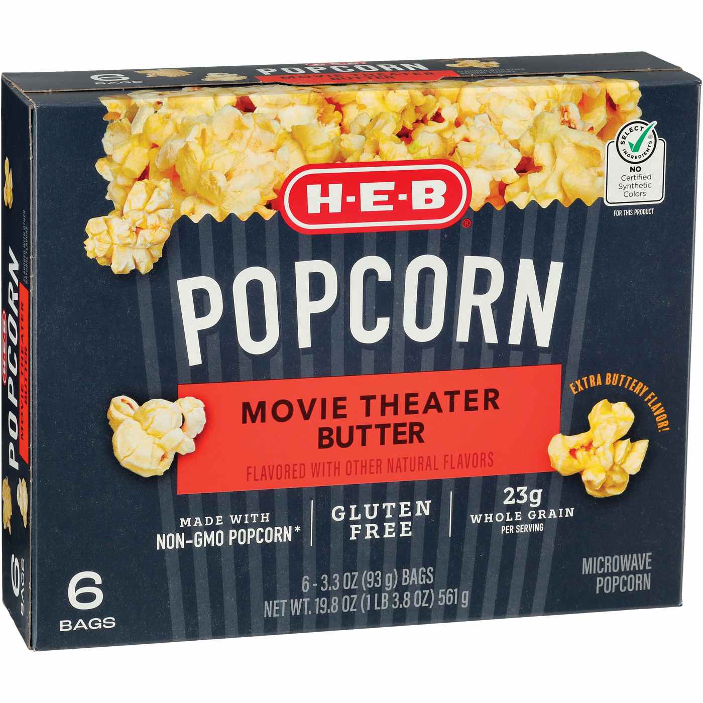 H-E-B Microwave Popcorn - Movie Theater Butter; image 5 of 6