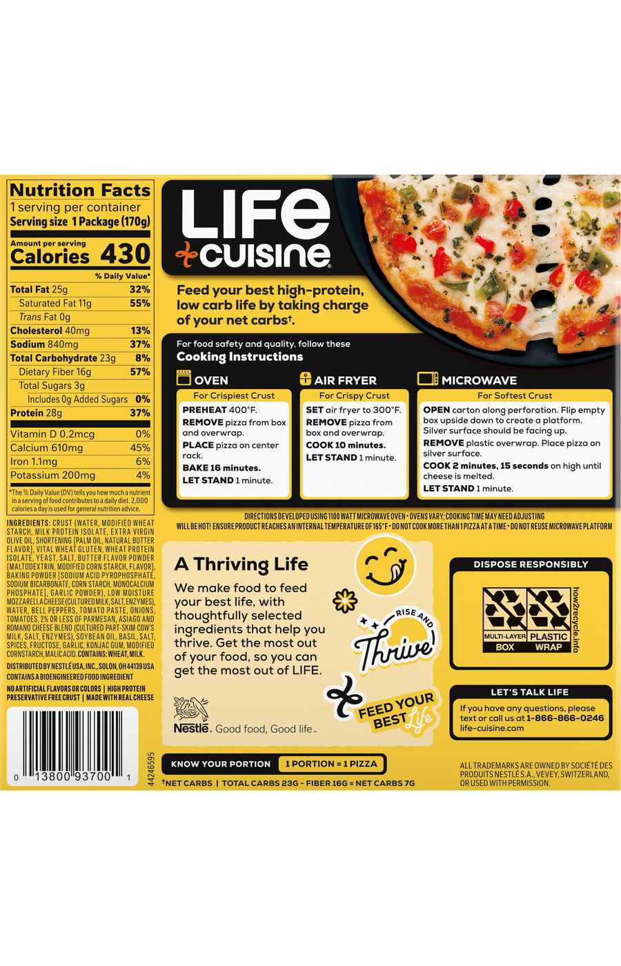 Life Cuisine Carb Wise Veggie Pizza Frozen Meal; image 2 of 4