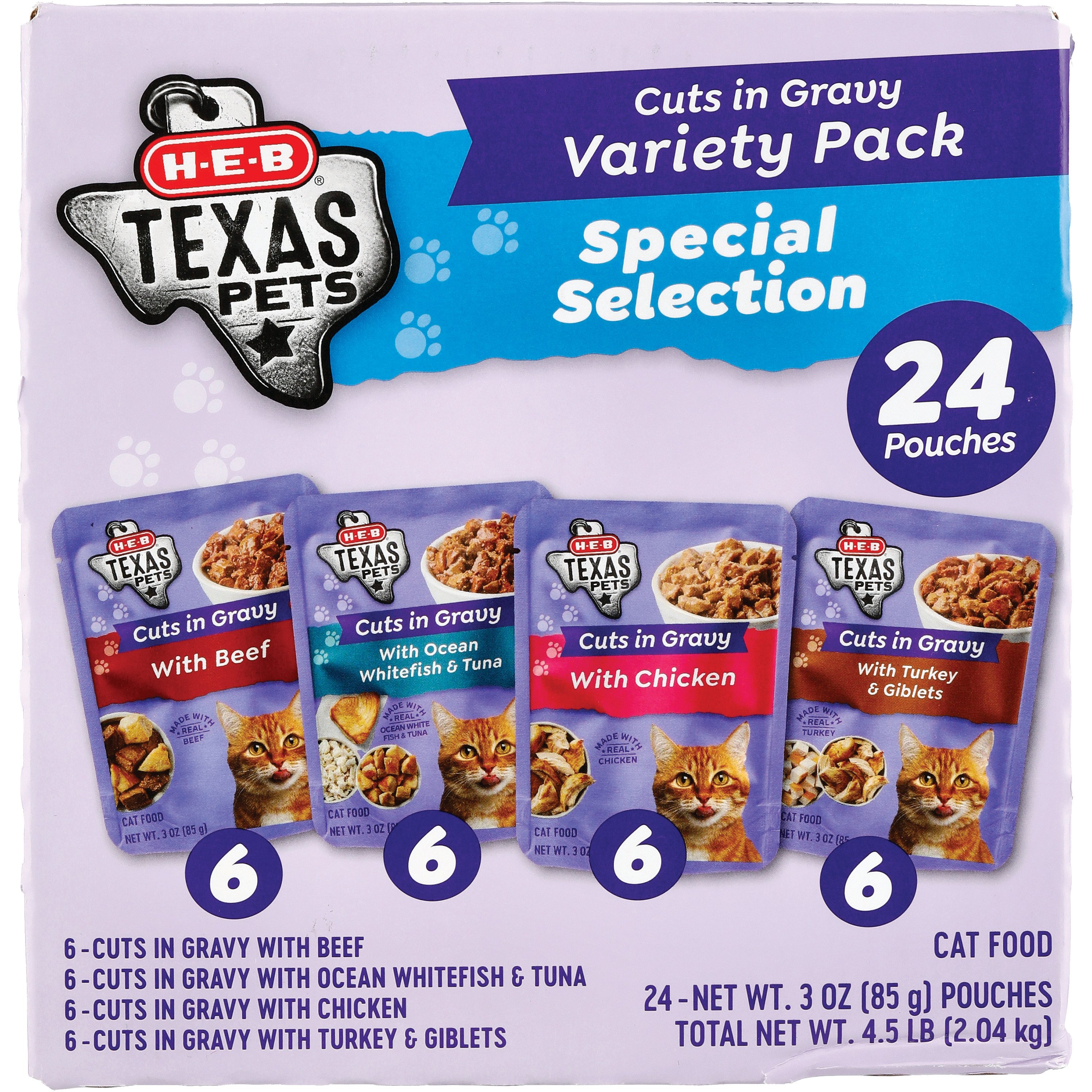 H-E-B Texas Pets Cuts In Gravy Wet Cat Food Pouches Variety Pack ...