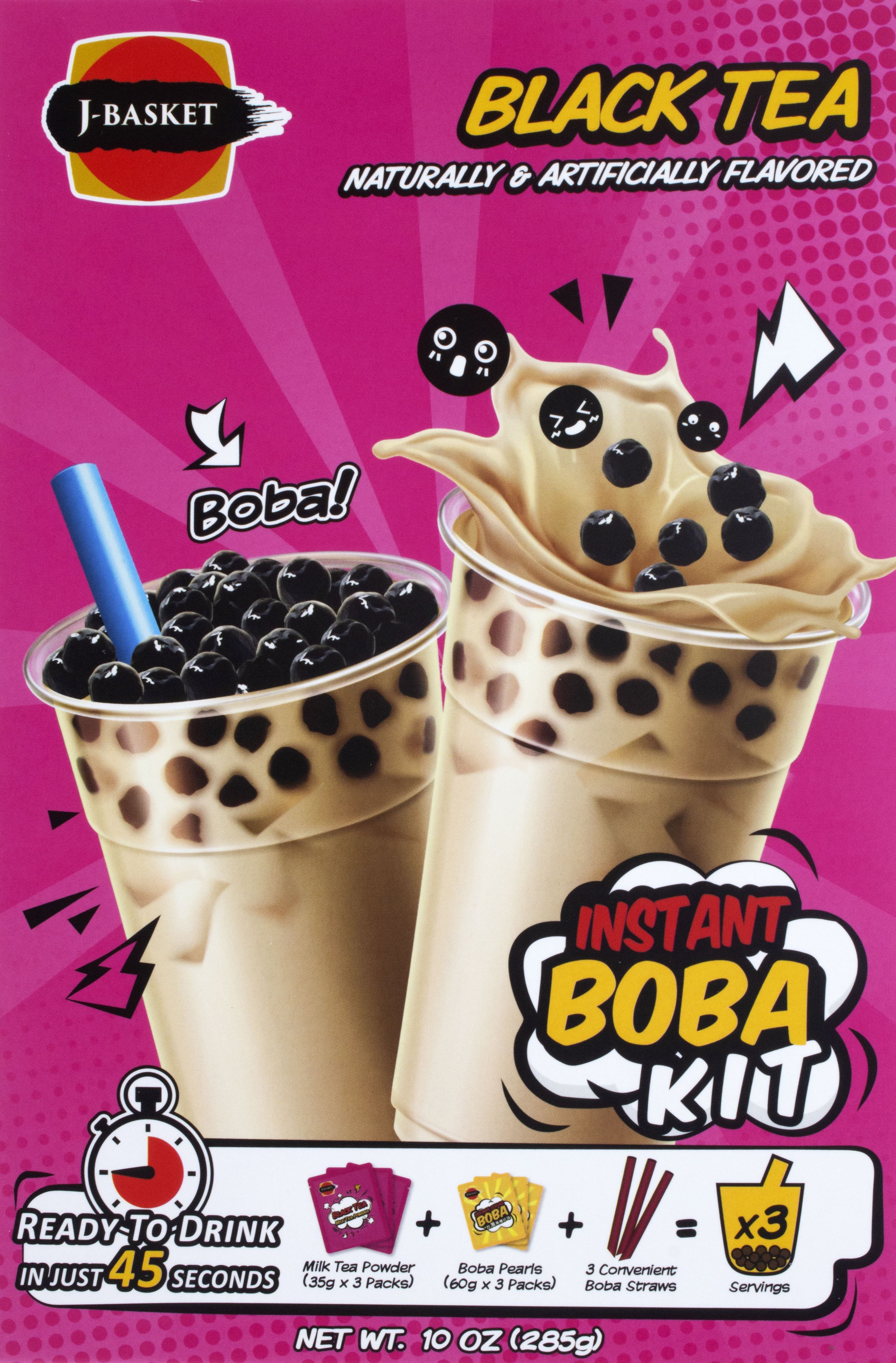 J-Basket Boba Bubble Tea Kit: Black Tea (3 Cups)
