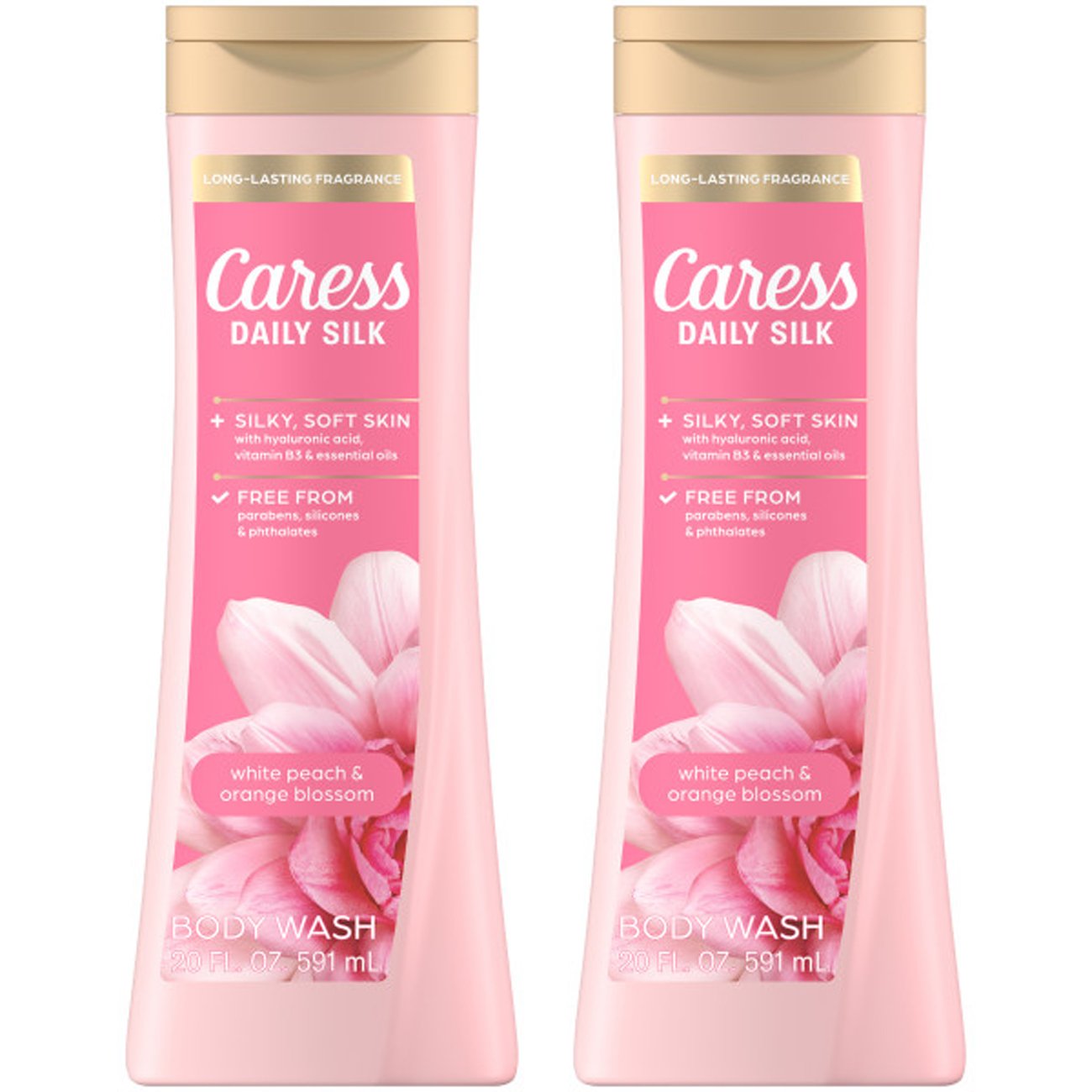 Caress Daily Silk Body Wash Twin Pack White Peach & Orange Blossom