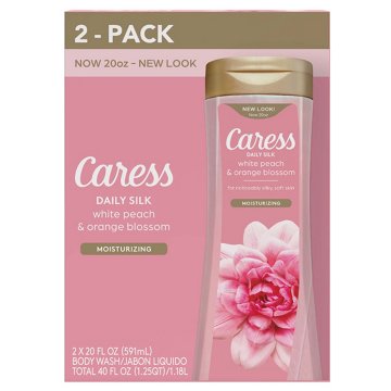 Caress Daily Silk Body Wash Twin Pack - White Peach & Orange Blossom, 20 oz