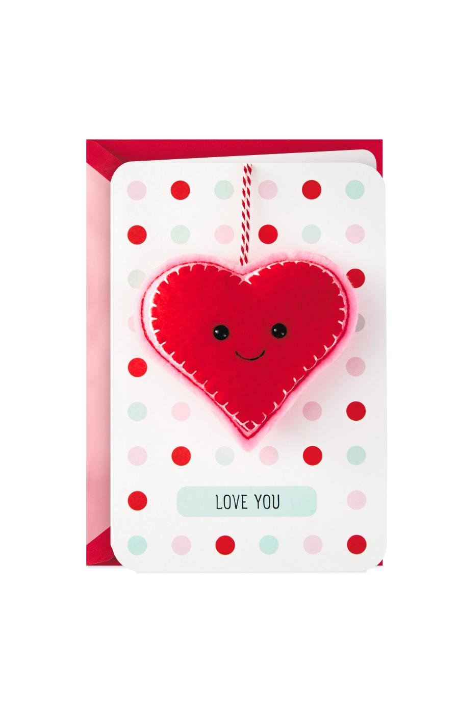 Hallmark Removable Felt Heart Ornament Signature Valentine's Day Card for Kids - S16; image 1 of 7