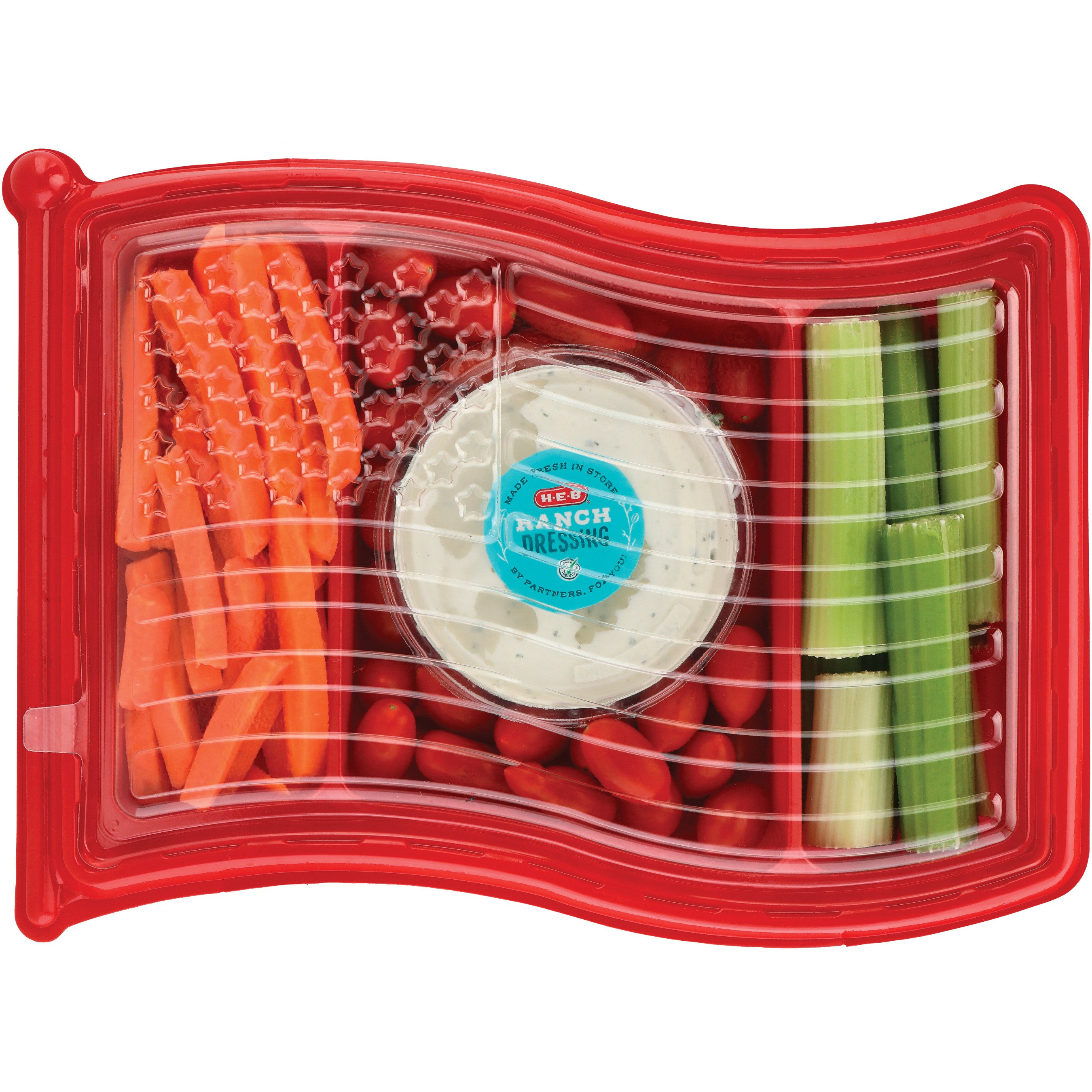 H-E-B Patriotic Flag Veggie Party Tray - Ranch Dip - Shop Standard ...