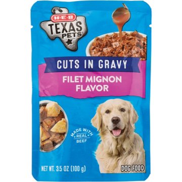 H-E-B Texas Pets Cuts in Gravy Wet Dog Food Pouch – Filet Mignon