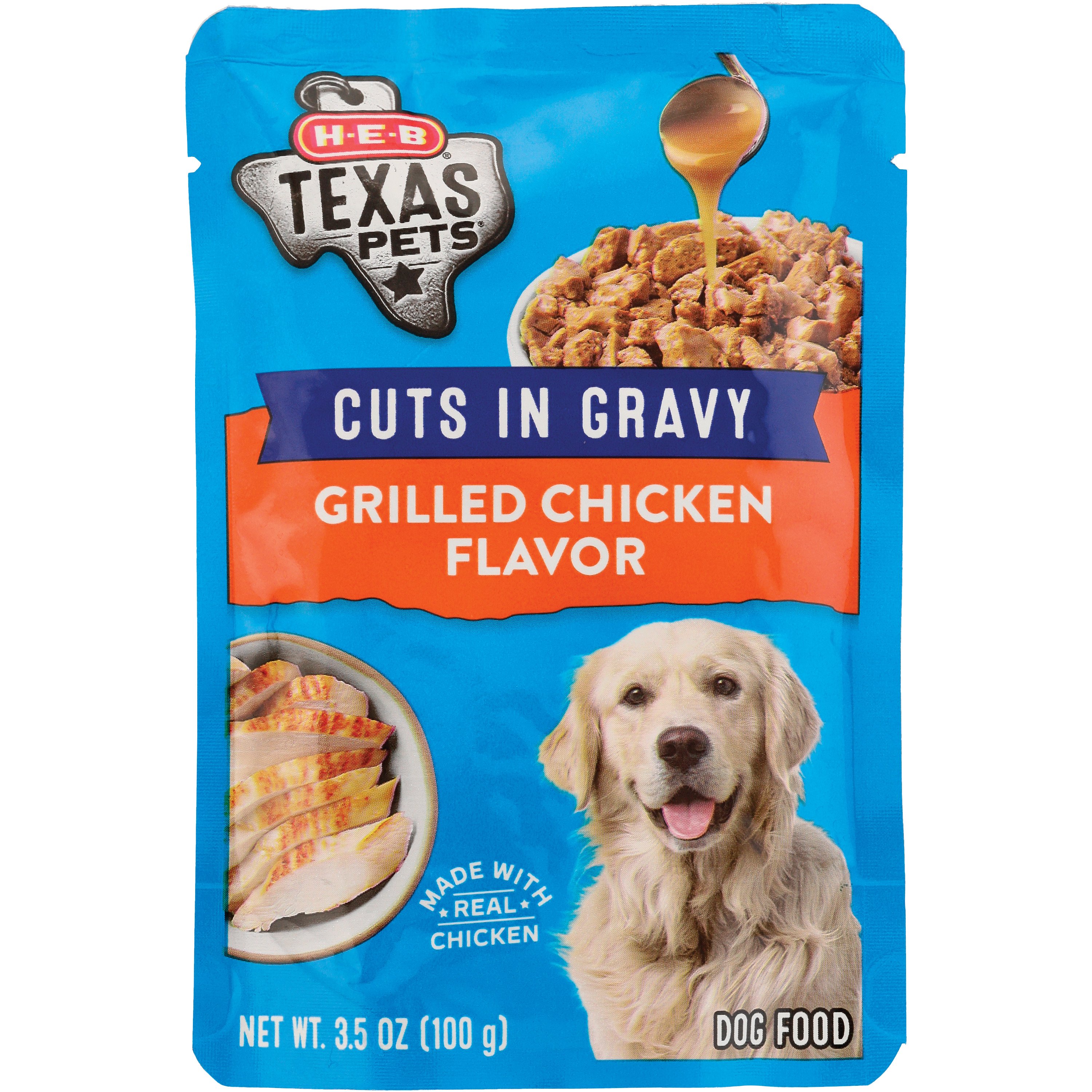 H E B Texas Pets Cuts in Gravy Wet Dog Food Pouch Grilled Chicken