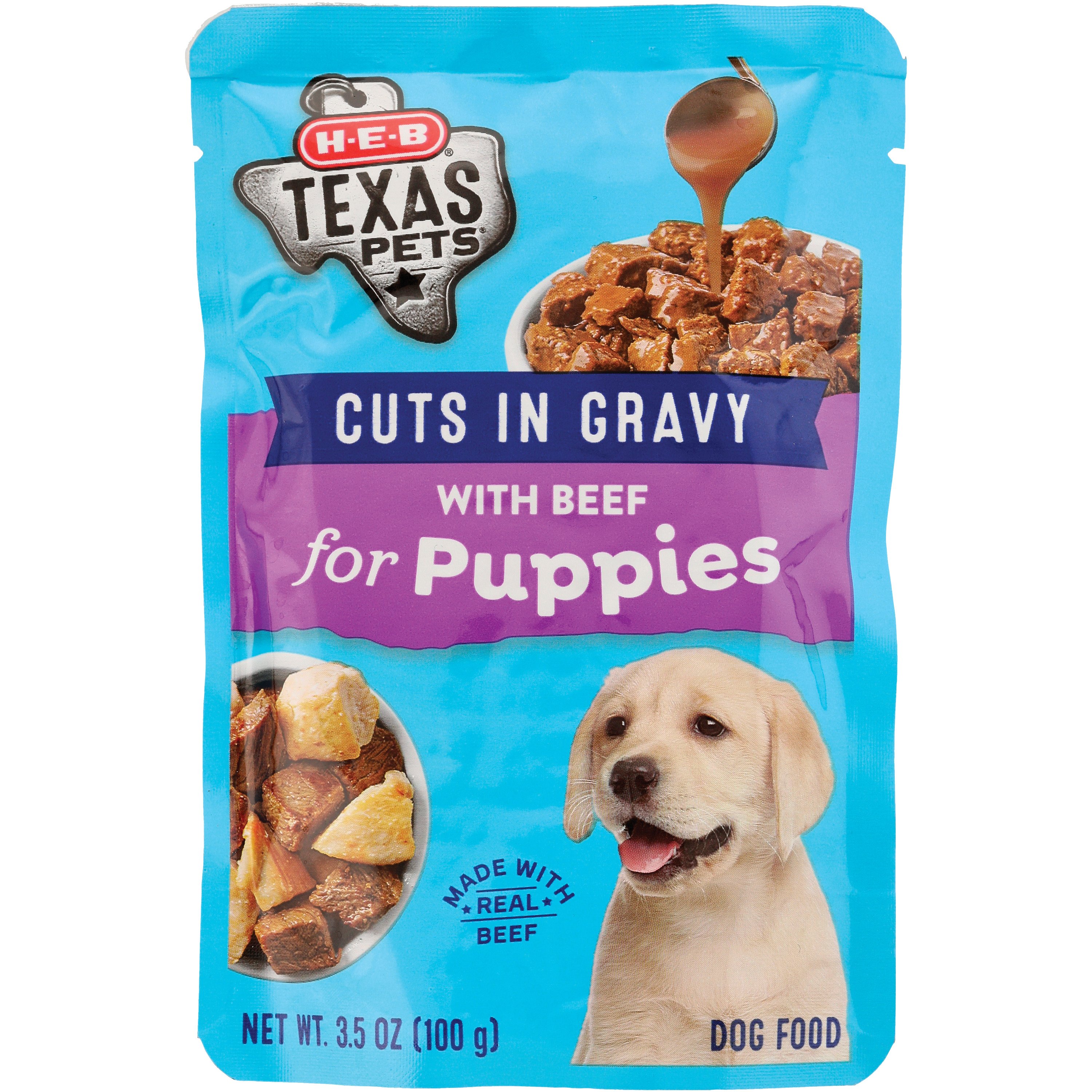 H E B Texas Pets Cuts in Gravy Wet Puppy Dog Food Pouch Beef