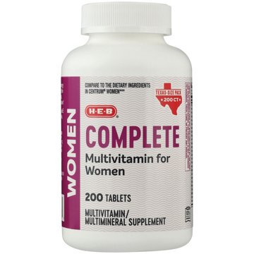 H-E-B Complete Multivitamin for Women Texas-Size Pack, 200 ct
