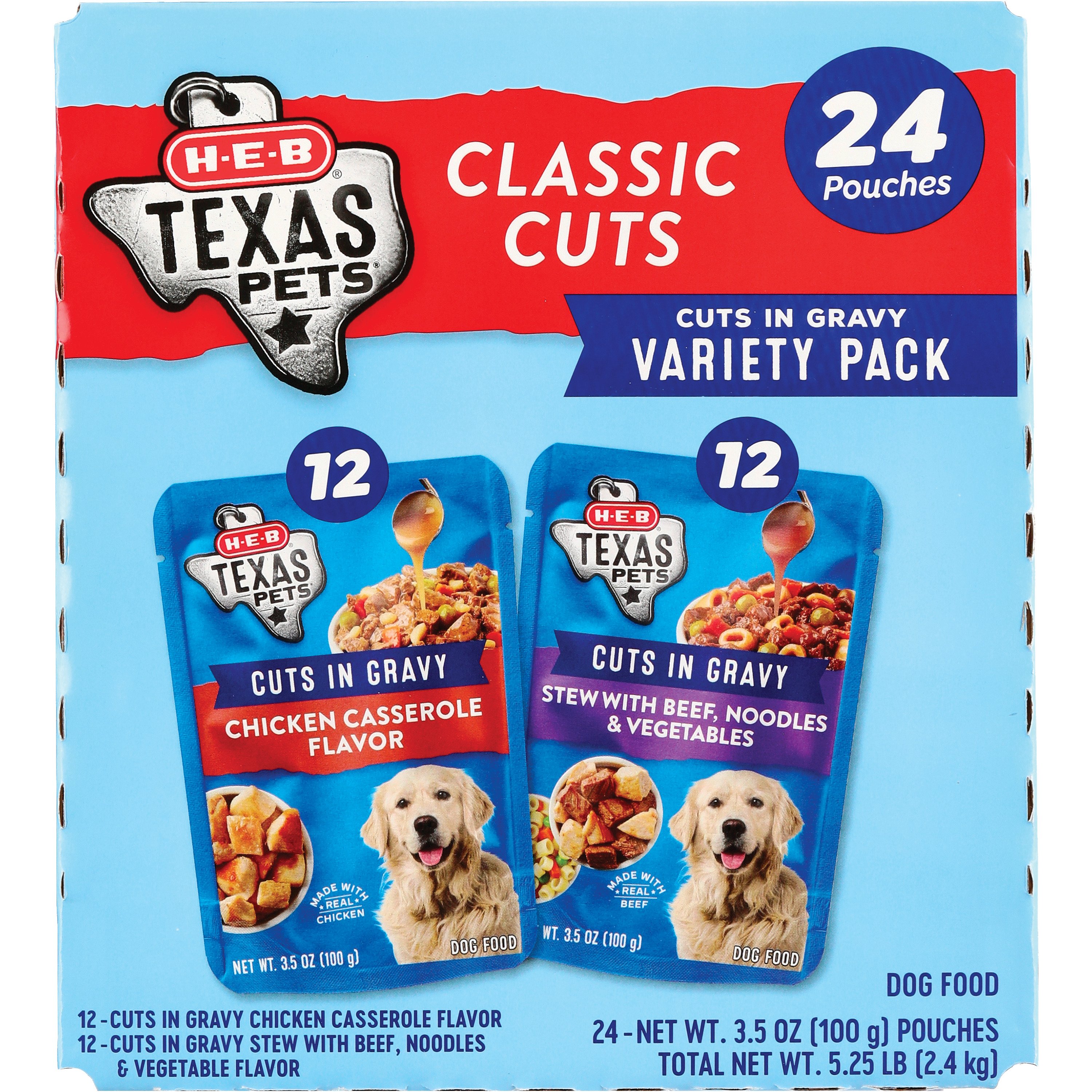 HEB Texas Pets Cuts in Gravy Wet Dog Food Pouches Variety Pack