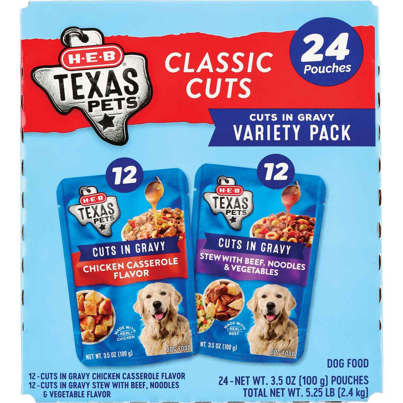 H-E-B Texas Pets Cuts in Gravy Wet Dog Food Pouches Variety Pack – Chicken Casserole & Beef Stew; image 1 of 2
