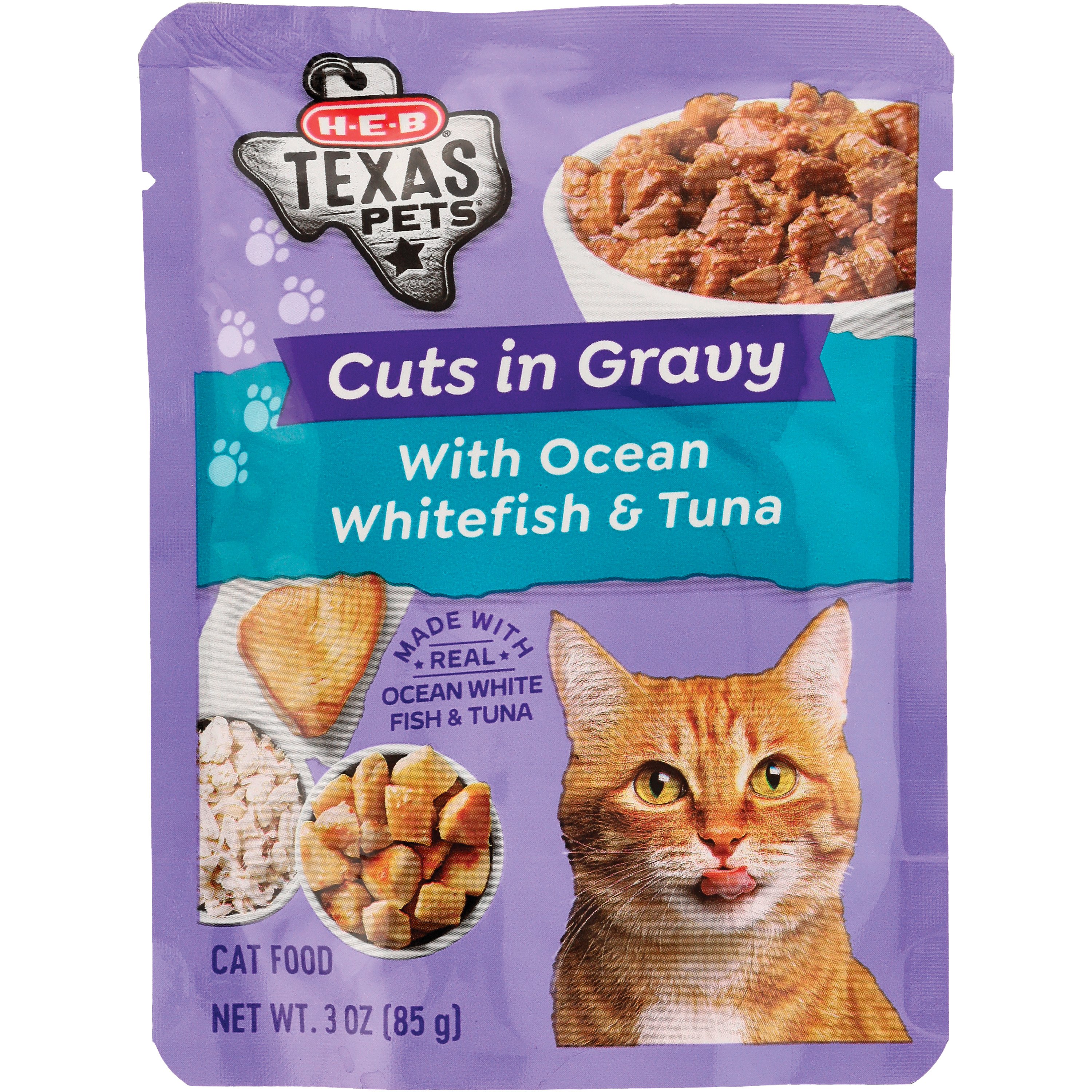 HEB Texas Pets Cuts in Gravy Wet Cat Food Pouch Ocean Whitefish