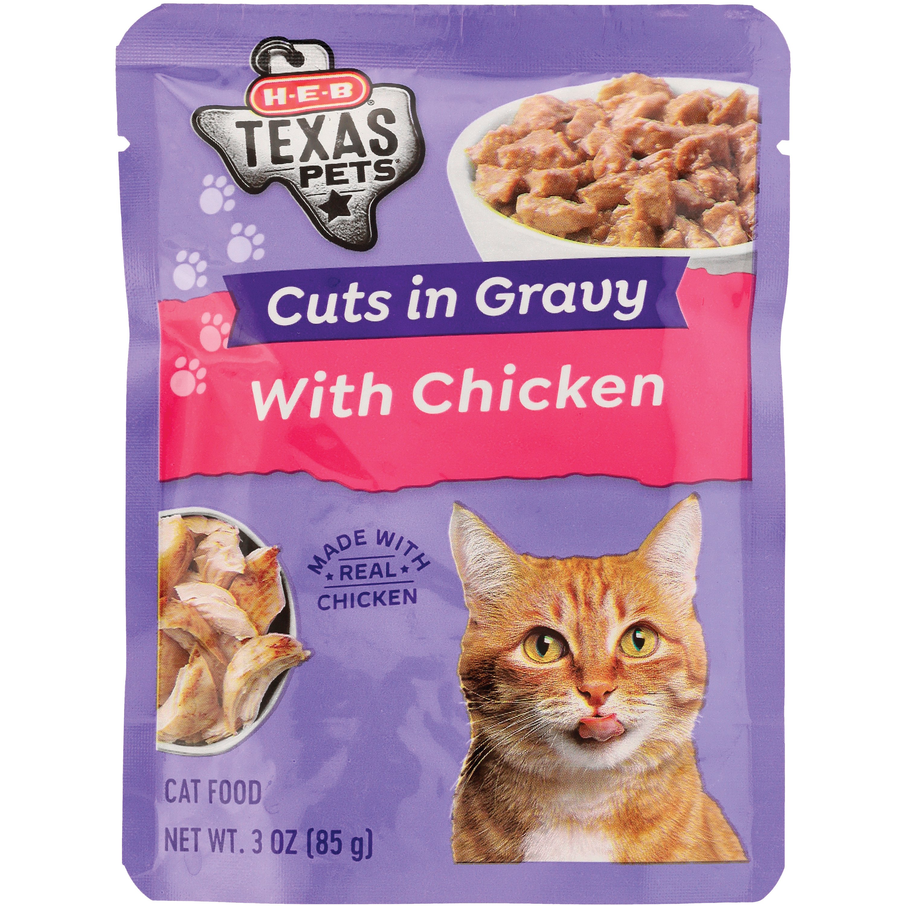 HEB Texas Pets Cuts in Gravy Wet Cat Food Pouch Chicken Shop Food