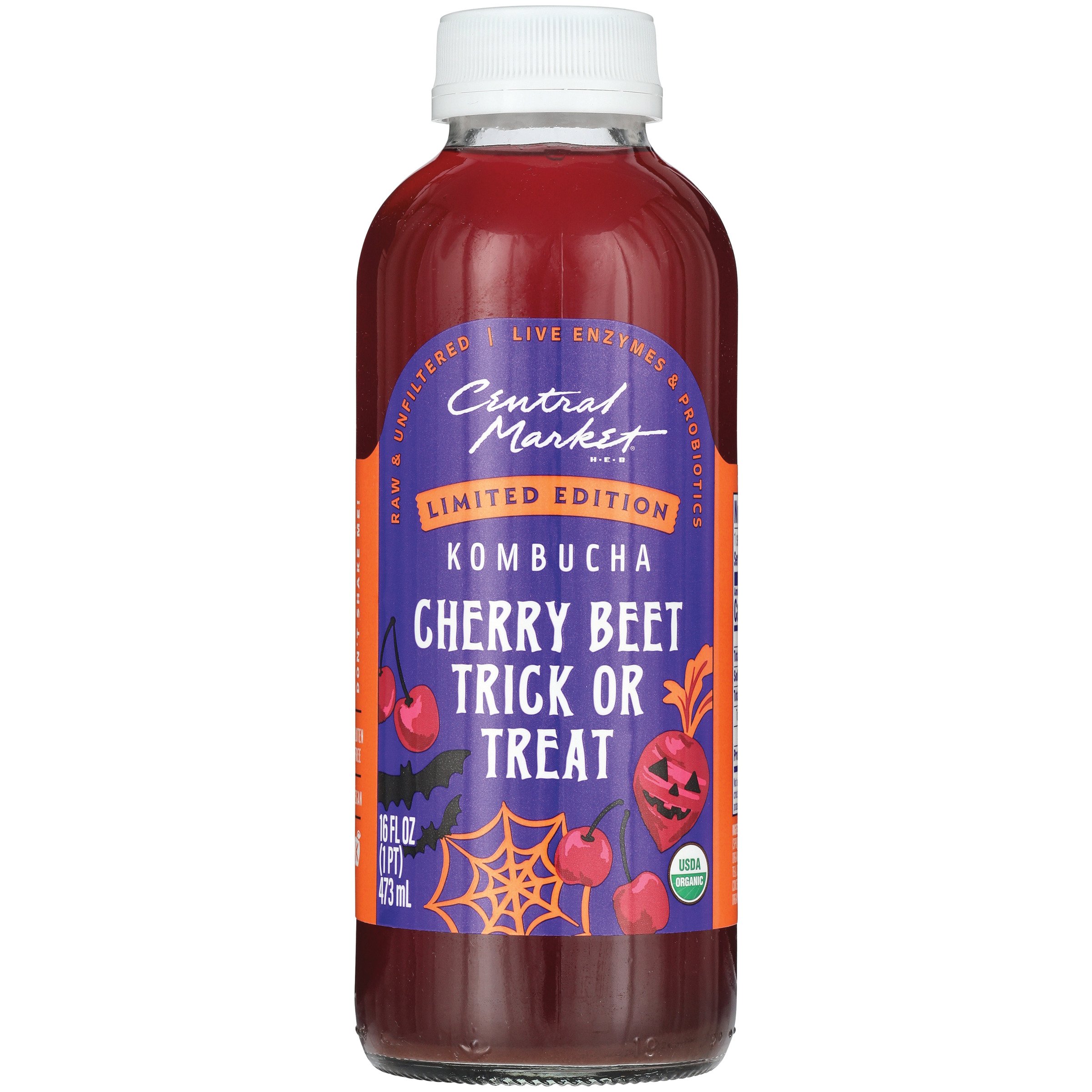 Central Market Organic Kombucha - Cherry Beet Trick or Treat, 16