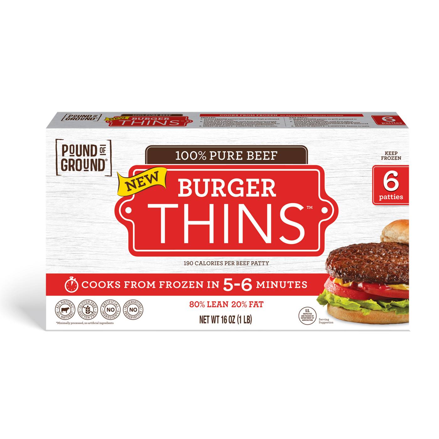 Pound of Ground 100 Pure Beef Burger Thins Shop Beef & veal at HEB