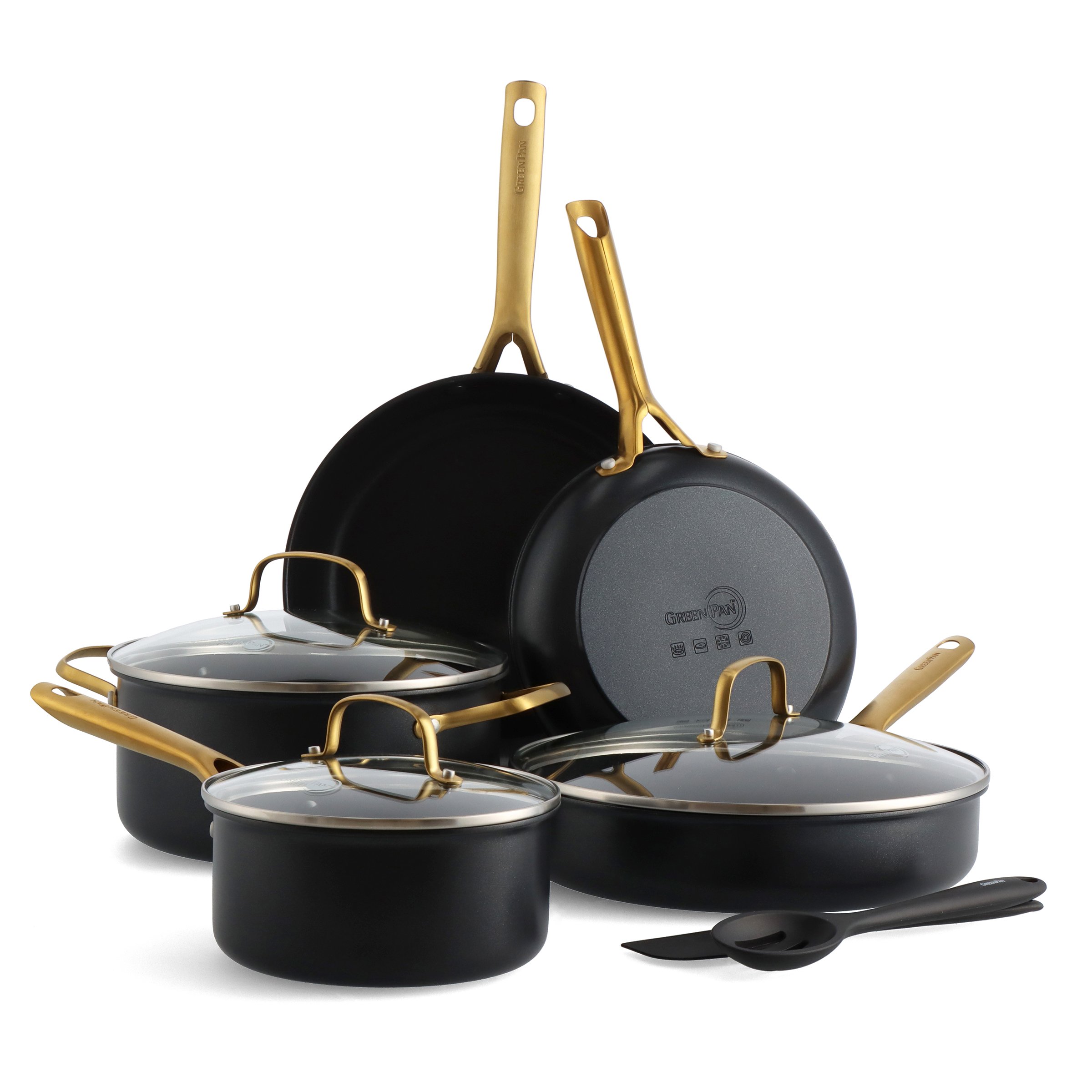 GreenPan Deco Cookware Set Black & Gold Shop Cookware Sets at HEB