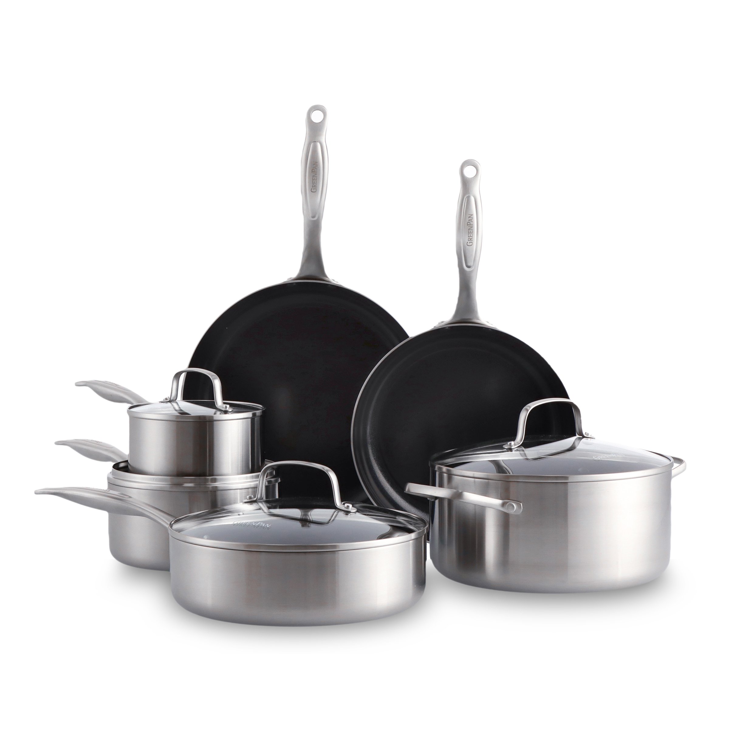 GreenPan TriClad Stainless Steel Cookware Set Shop Cookware Sets at HEB