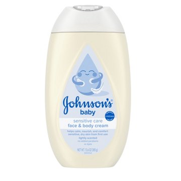 Johnson's Baby Sensitive Care Face & Body Cream - Light Scent, 13.6 oz