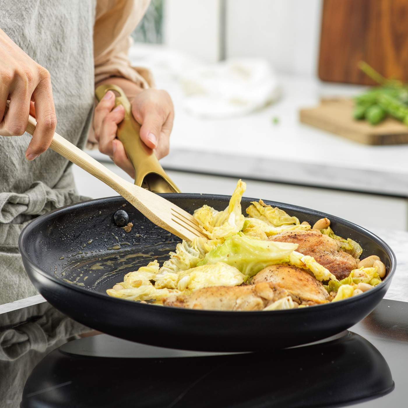 GreenPan Deco Saute Pan - Black & Gold - Shop Frying Pans & Griddles at  H-E-B