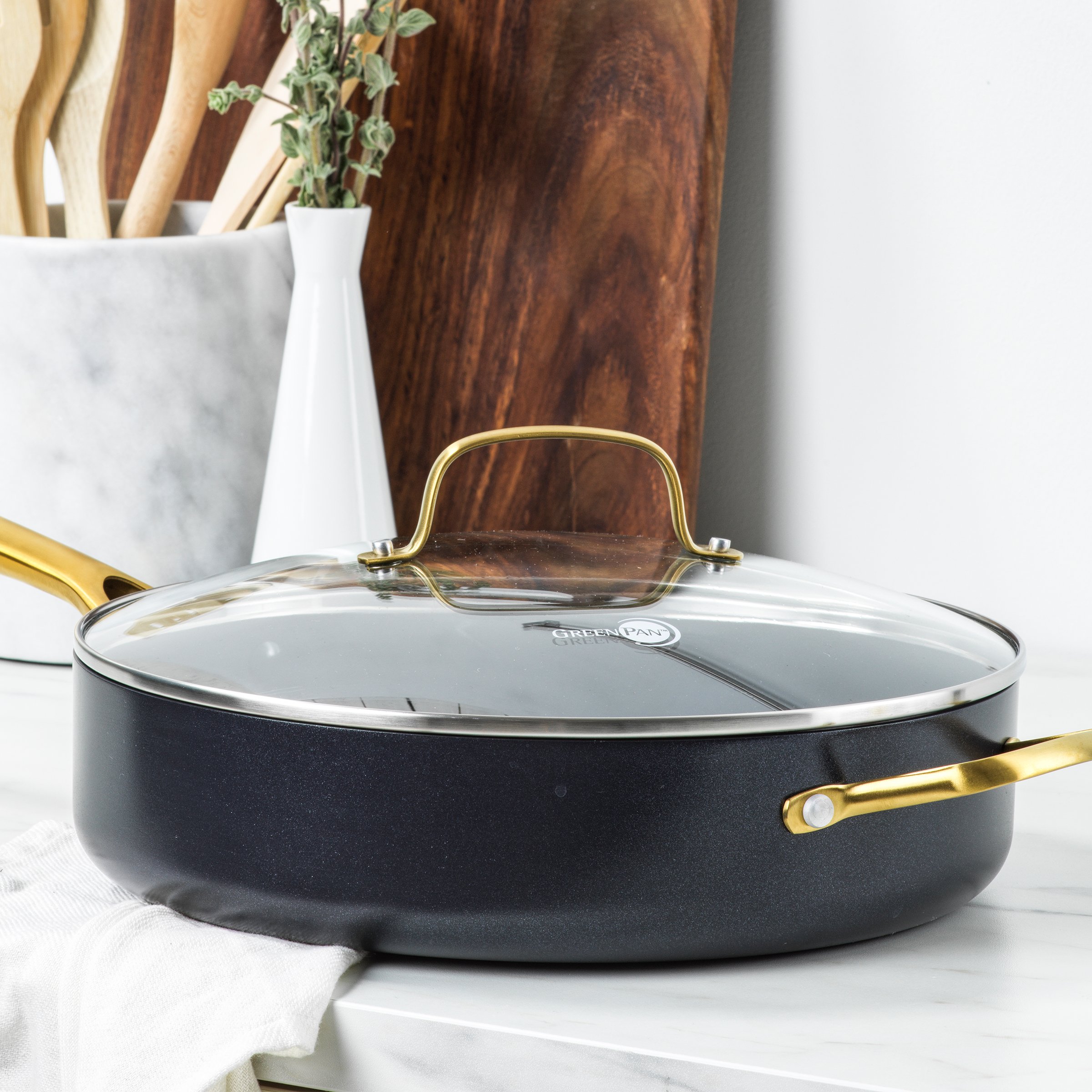 GreenPan Deco Saute Pan - Black & Gold - Shop Frying Pans & Griddles at  H-E-B