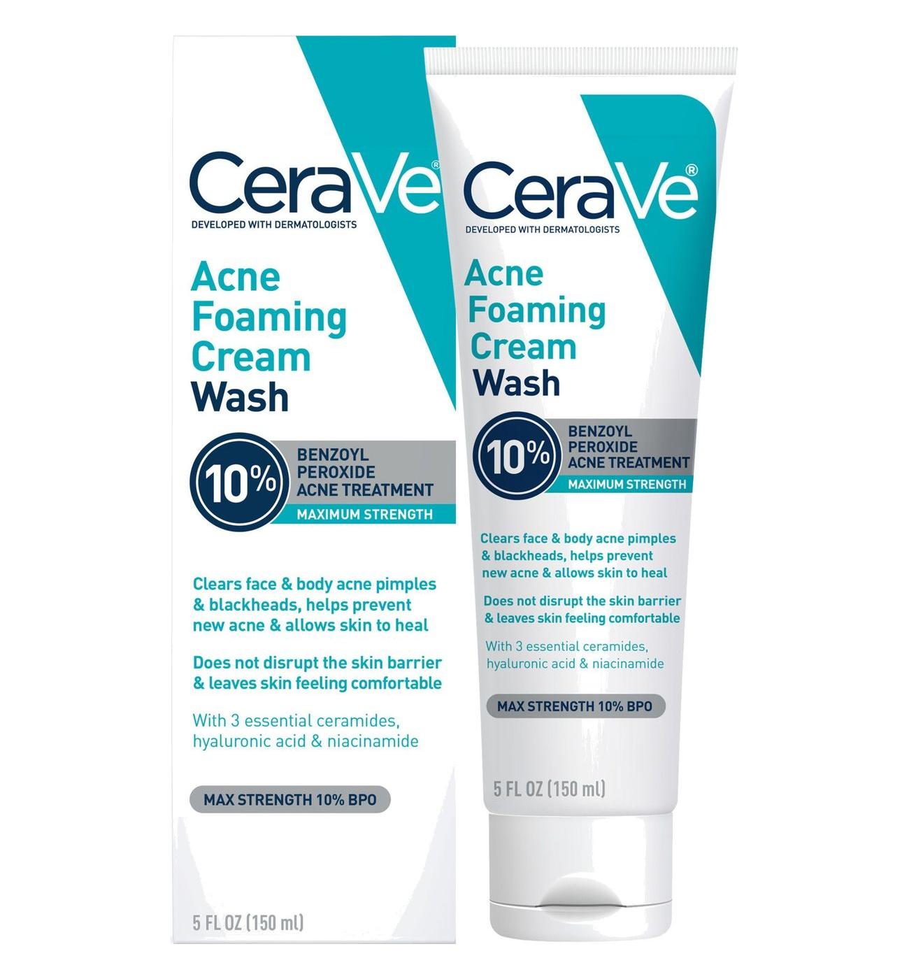 CeraVe Acne Foaming Cream Wash; image 1 of 10